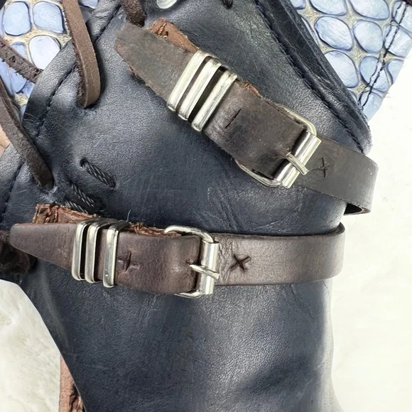 🚫SOLD! NIB/NWT($295)🤩 |•FREEBIRD🦅BY STEVEN•| CRUE Navy Multi Strappy Wrap Boo - Picture 11 of 16